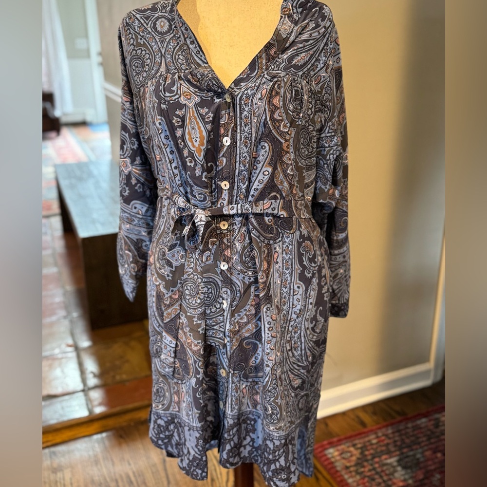 Anthropology Plenty by Tracy Reese silk shirt dress with belt